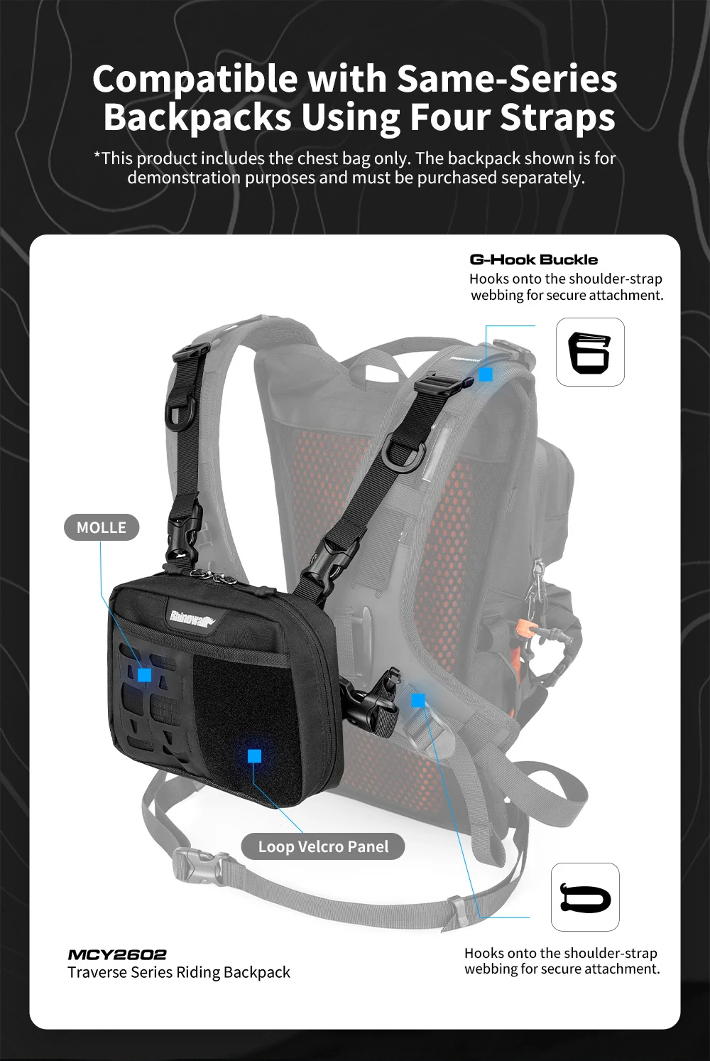 Rhinowalk Motorcycle Chest Bag Vest Crossbody Bags Cycling Multifunctional Tactical Excluding Backpack