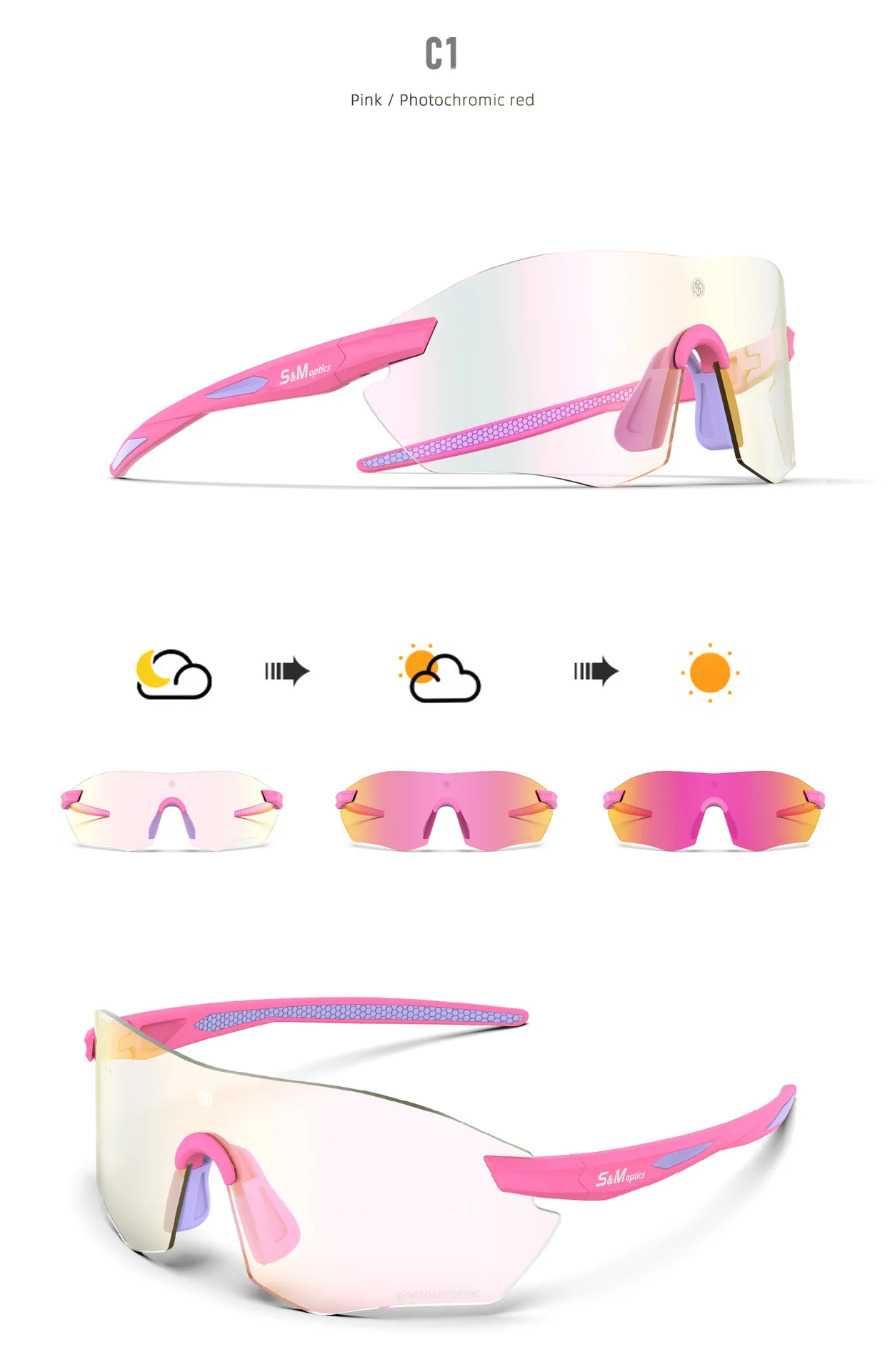 Photochromic Cycling Sunglasses Men Women UV400 Sports Goggles Running Outdoor Day Night Driving Hiking Marathon Eyewear