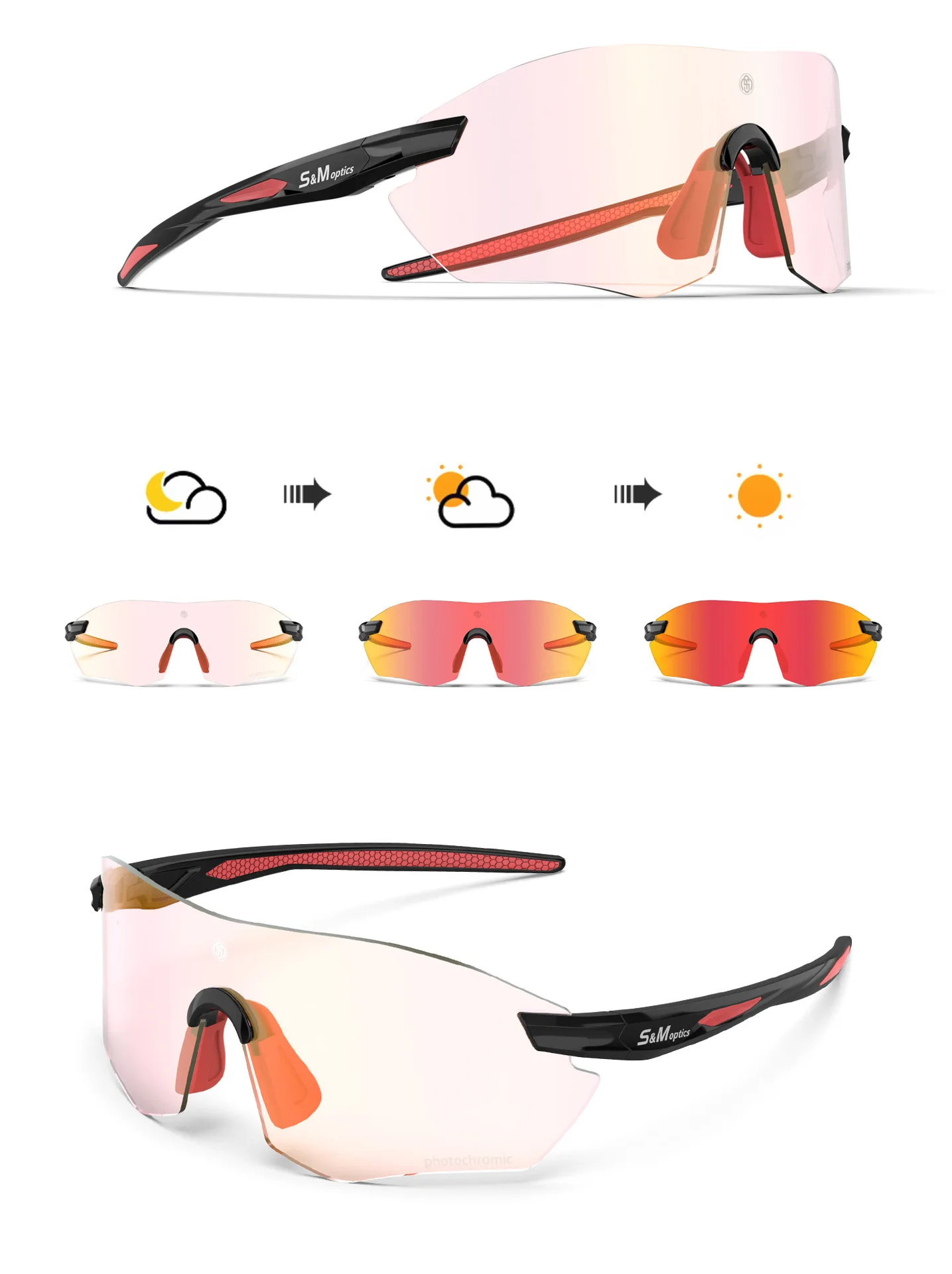 Photochromic Cycling Sunglasses Men Women UV400 Sports Goggles Running Outdoor Day Night Driving Hiking Marathon Eyewear