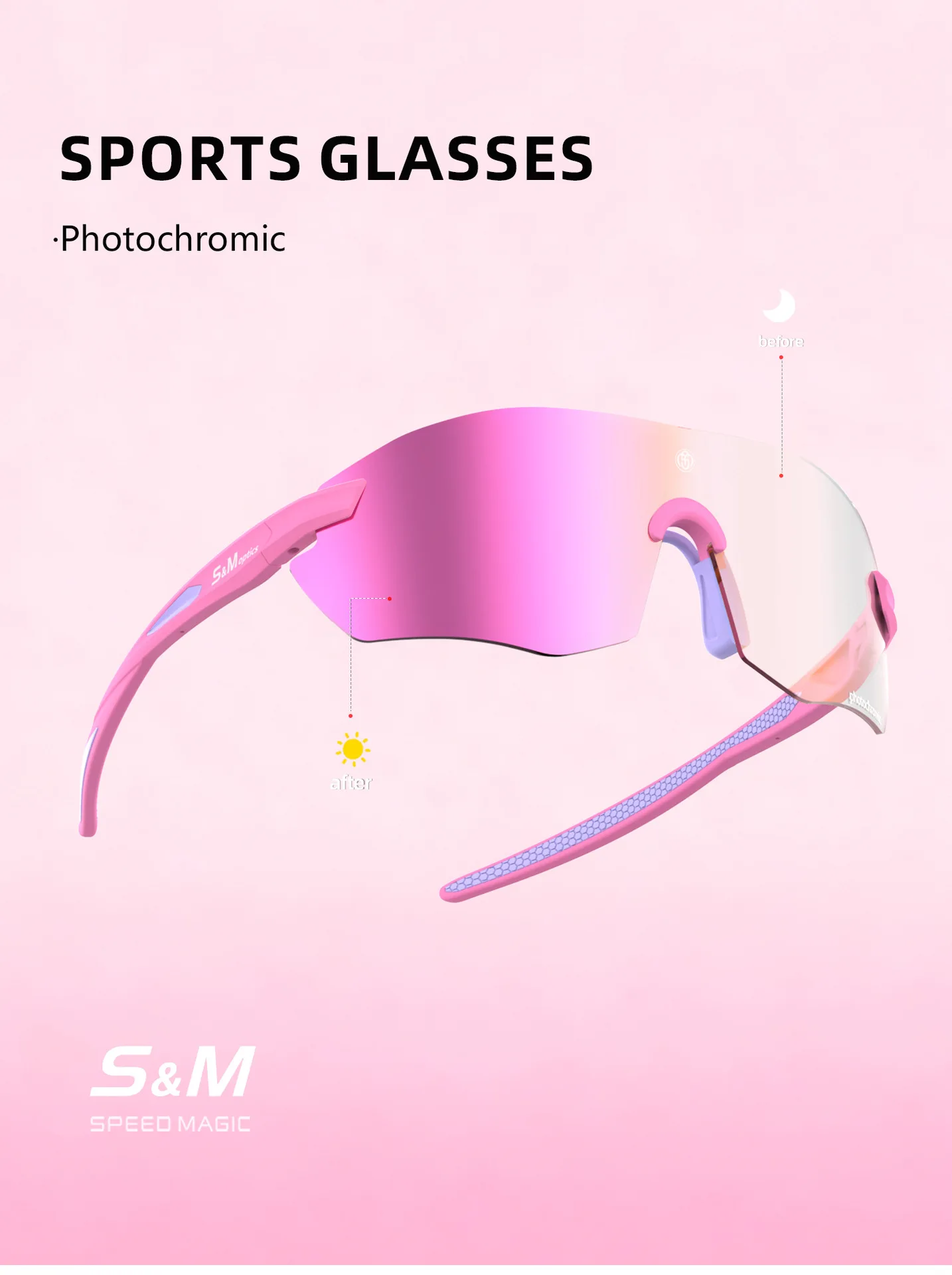 Photochromic Cycling Sunglasses Men Women UV400 Sports Goggles Running Outdoor Day Night Driving Hiking Marathon Eyewear
