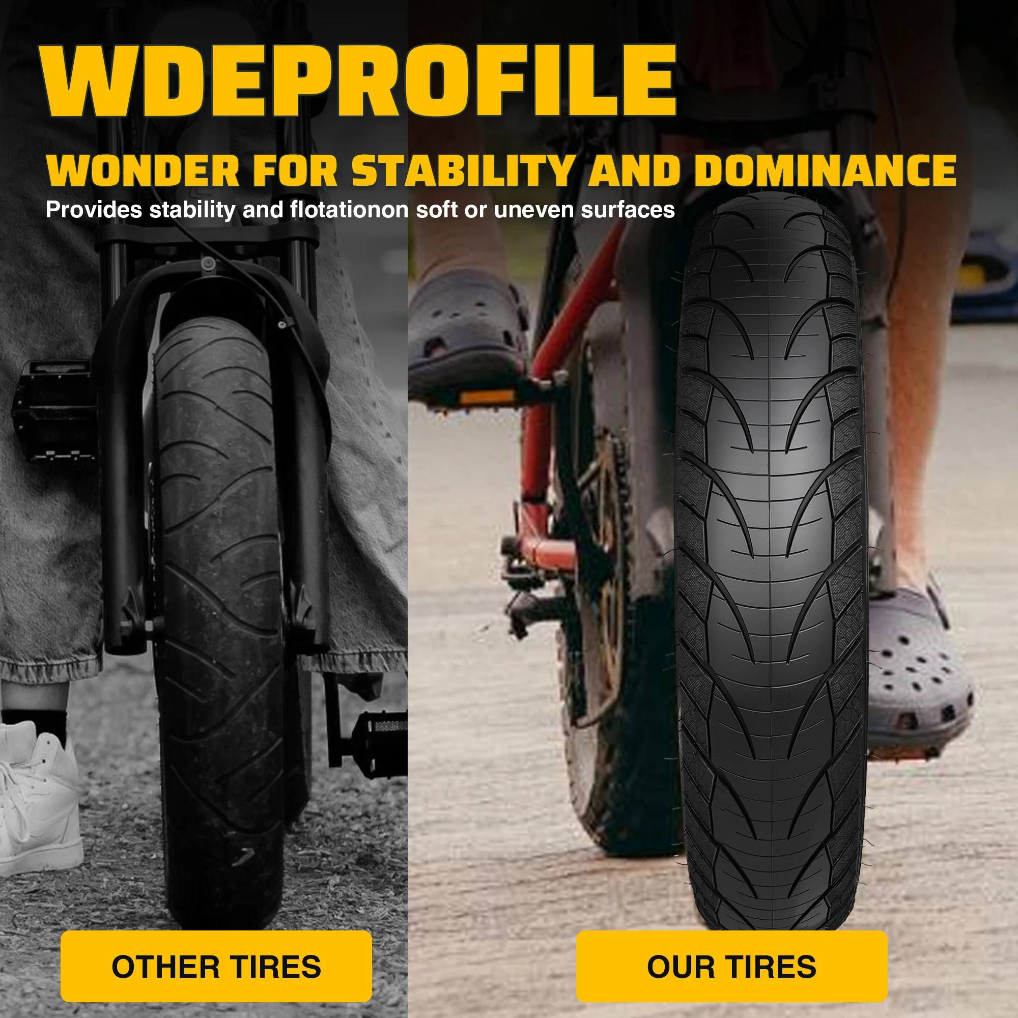 ZUKKA E Bike Fat Tire 16 X 4.0 Fat Bike Tire Heavy Duty High-Performance E-Bike Mountain Snow Bike Tire Black