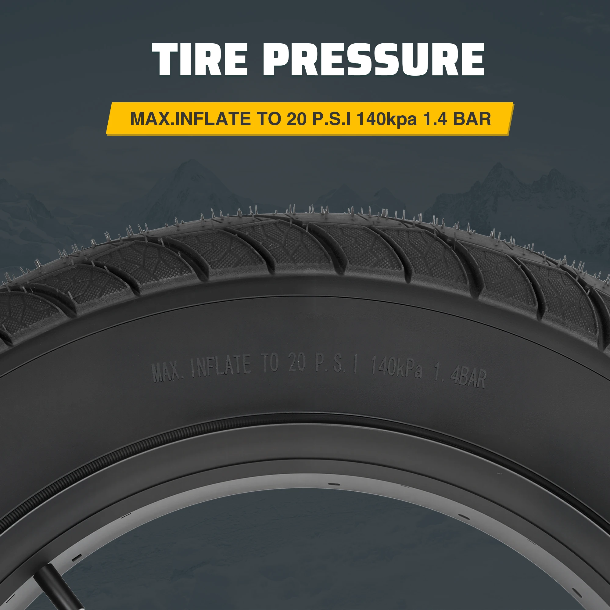 ZUKKA E Bike Fat Tire 16 X 4.0 Fat Bike Tire Heavy Duty High-Performance E-Bike Mountain Snow Bike Tire Black