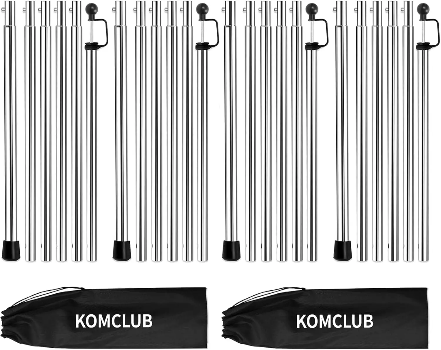 KOMCLUB Adjustable Stainless Steel Telescoping Tarp Poles 94.5 Inch 2 Pack for Canopy Awning Outdoor Camping Rain Shelter Suppor
