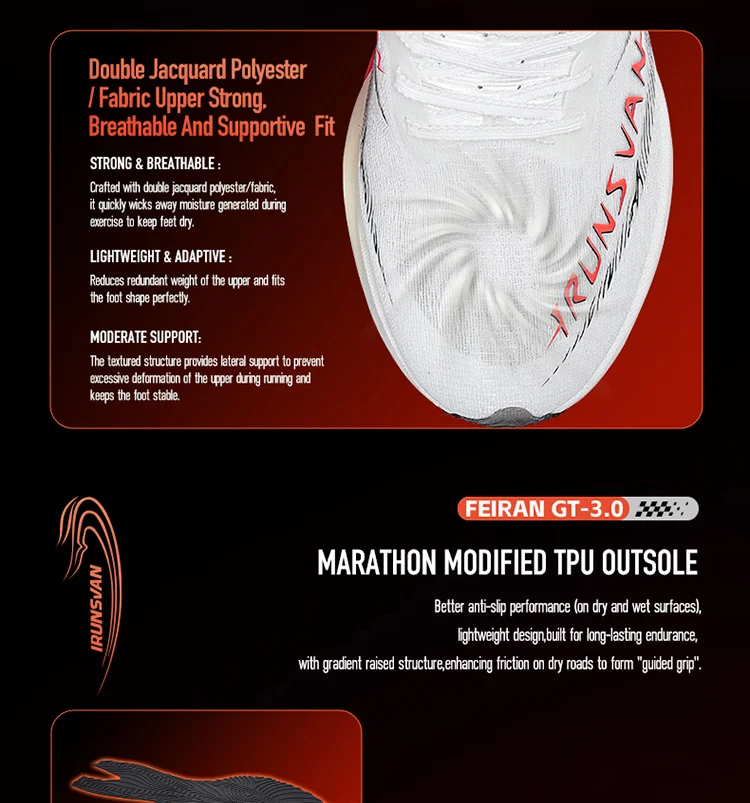 IRUNSVAN Men's Full Palm Carbon Plate Marathon Running Shoes Breathable And Comfortable Sports Shoes