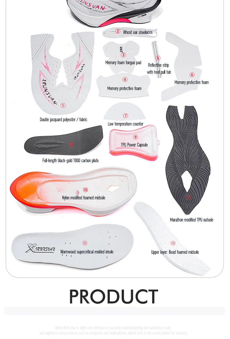 IRUNSVAN Men's Full Palm Carbon Plate Marathon Running Shoes Breathable And Comfortable Sports Shoes