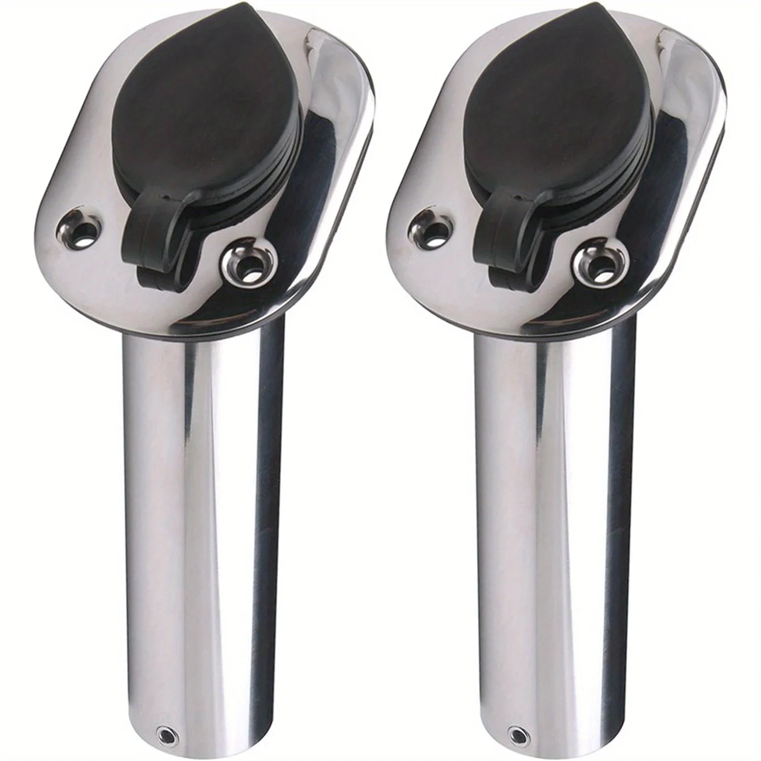 2PCS Boat Stainless Steel Fishing Rod Holder Flush Mount 15/30/90 Degree with PVC Cap Inner Tube and Gasket