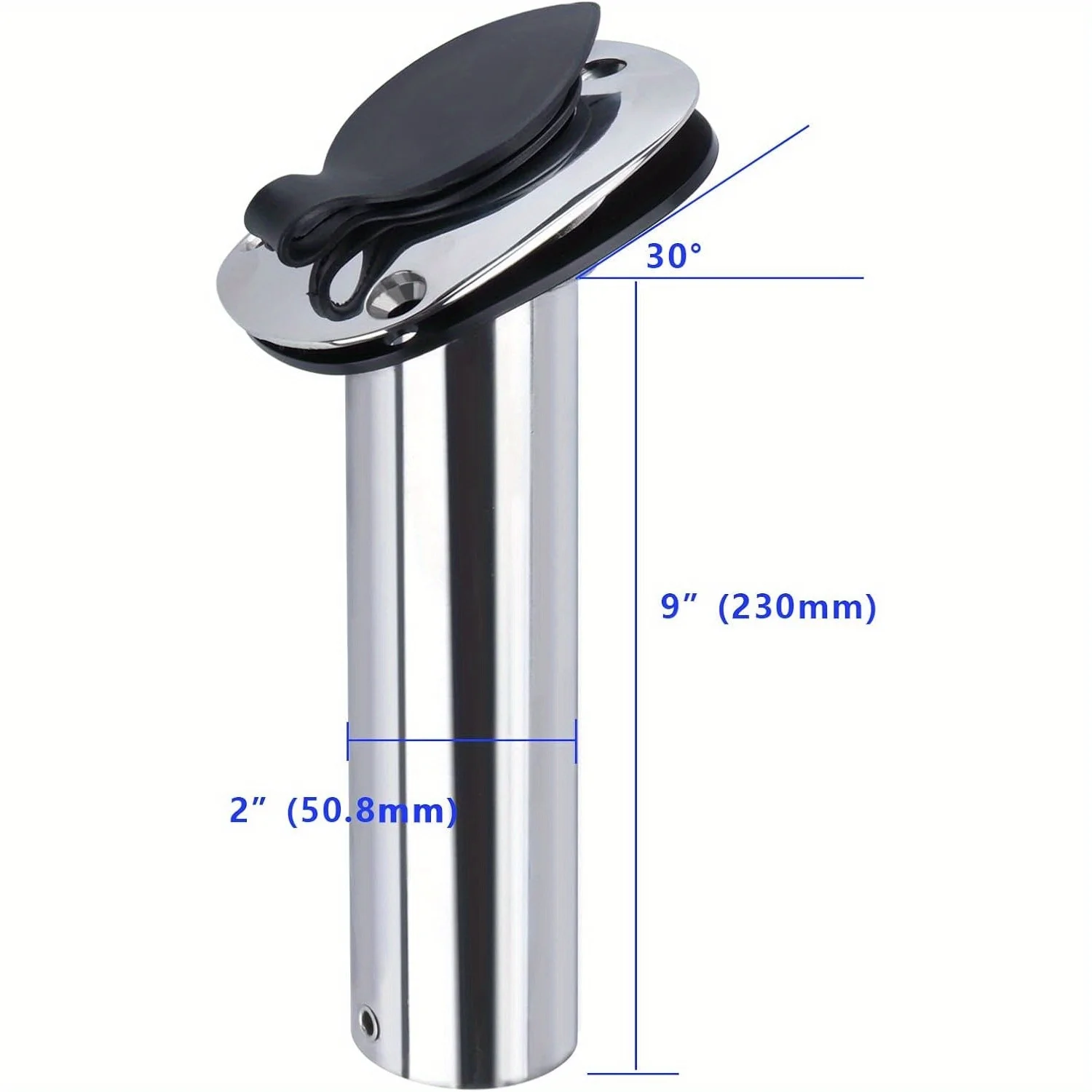 2PCS Boat Stainless Steel Fishing Rod Holder Flush Mount 15/30/90 Degree with PVC Cap Inner Tube and Gasket
