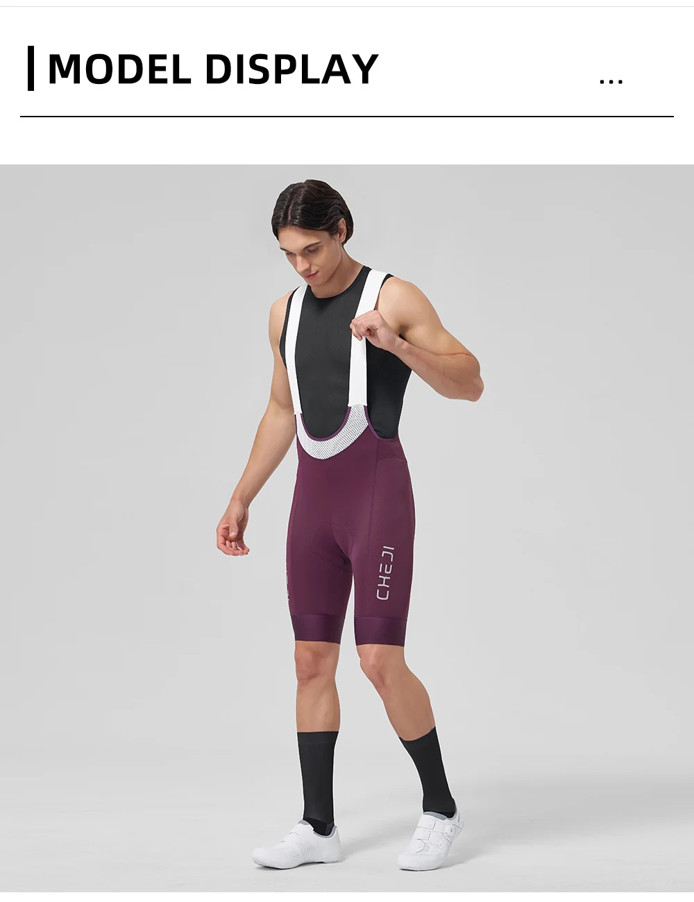 Cheji Men's Cycling Bib Shorts with Anti-slip Webbing Comfortable Cycling Underwear Breathable Cycling Underwear