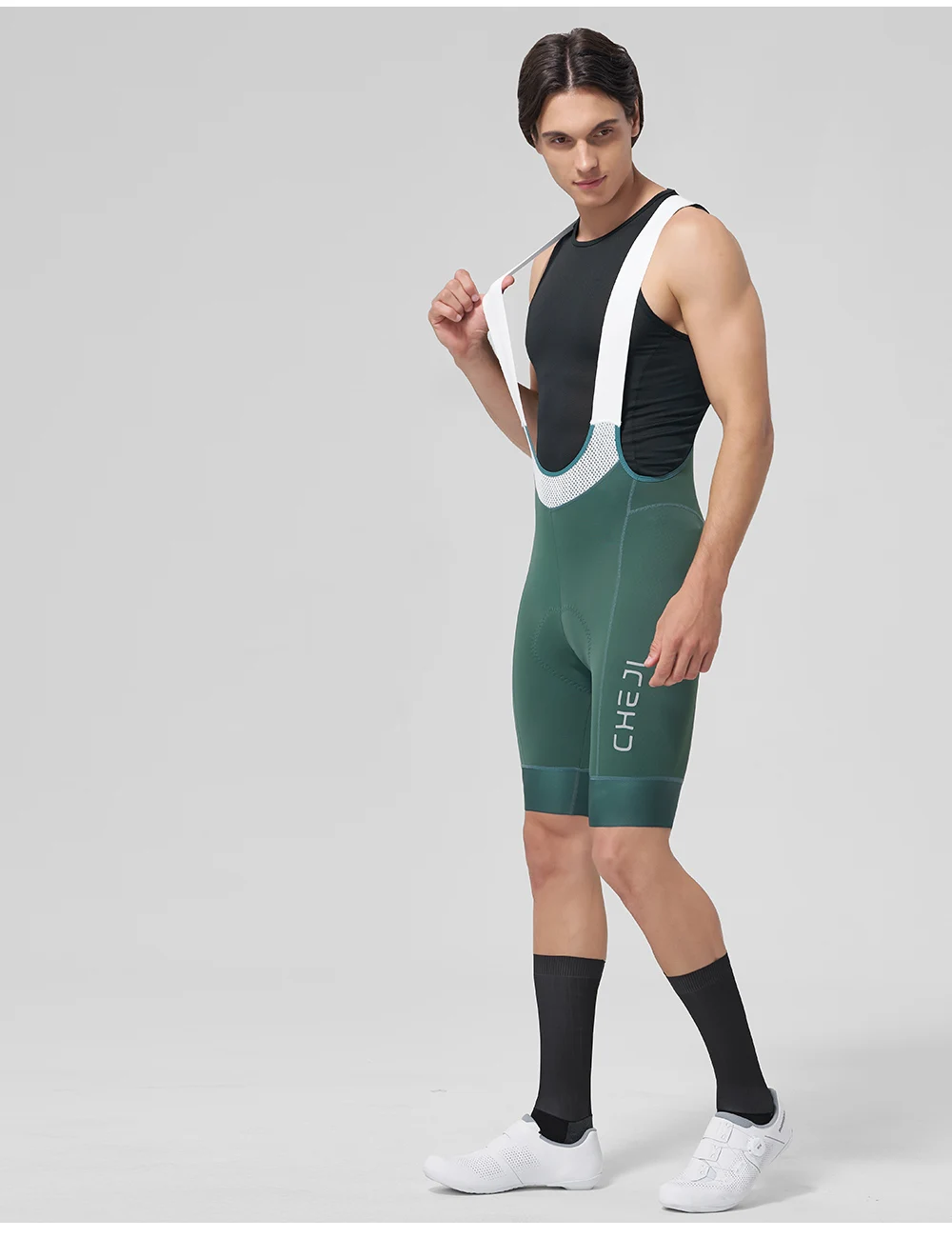 Cheji Men's Cycling Bib Shorts with Anti-slip Webbing Comfortable Cycling Underwear Breathable Cycling Underwear