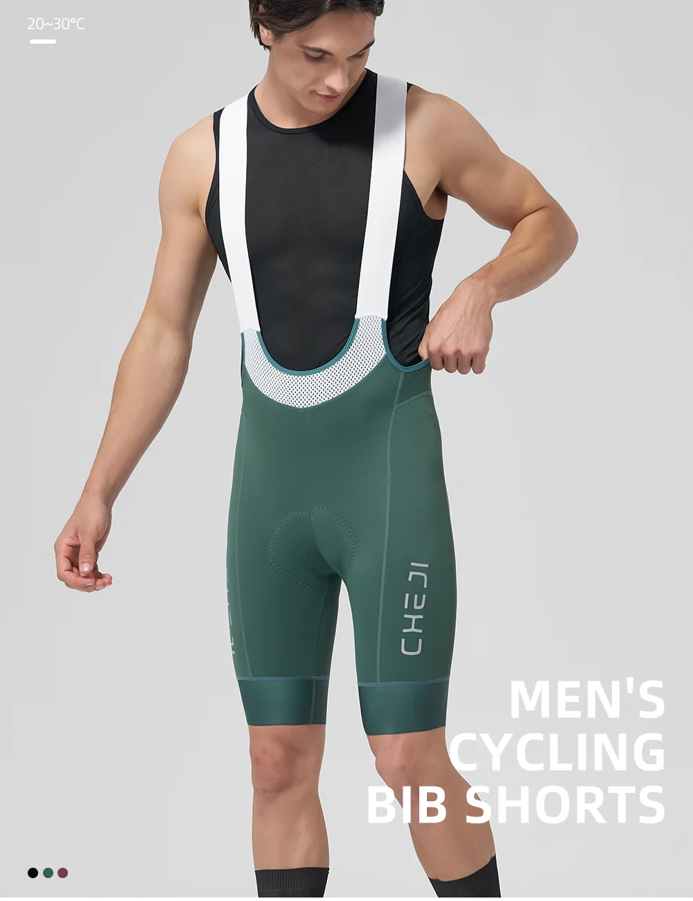 Cheji Men's Cycling Bib Shorts with Anti-slip Webbing Comfortable Cycling Underwear Breathable Cycling Underwear