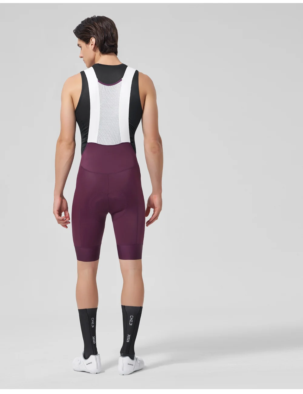 Cheji Men's Cycling Bib Shorts with Anti-slip Webbing Comfortable Cycling Underwear Breathable Cycling Underwear