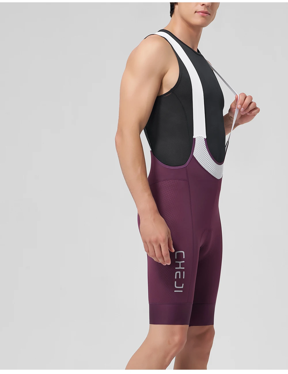 Cheji Men's Cycling Bib Shorts with Anti-slip Webbing Comfortable Cycling Underwear Breathable Cycling Underwear