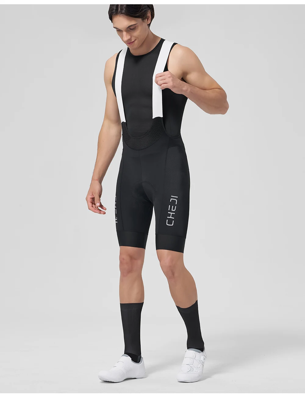 Cheji Men's Cycling Bib Shorts with Anti-slip Webbing Comfortable Cycling Underwear Breathable Cycling Underwear