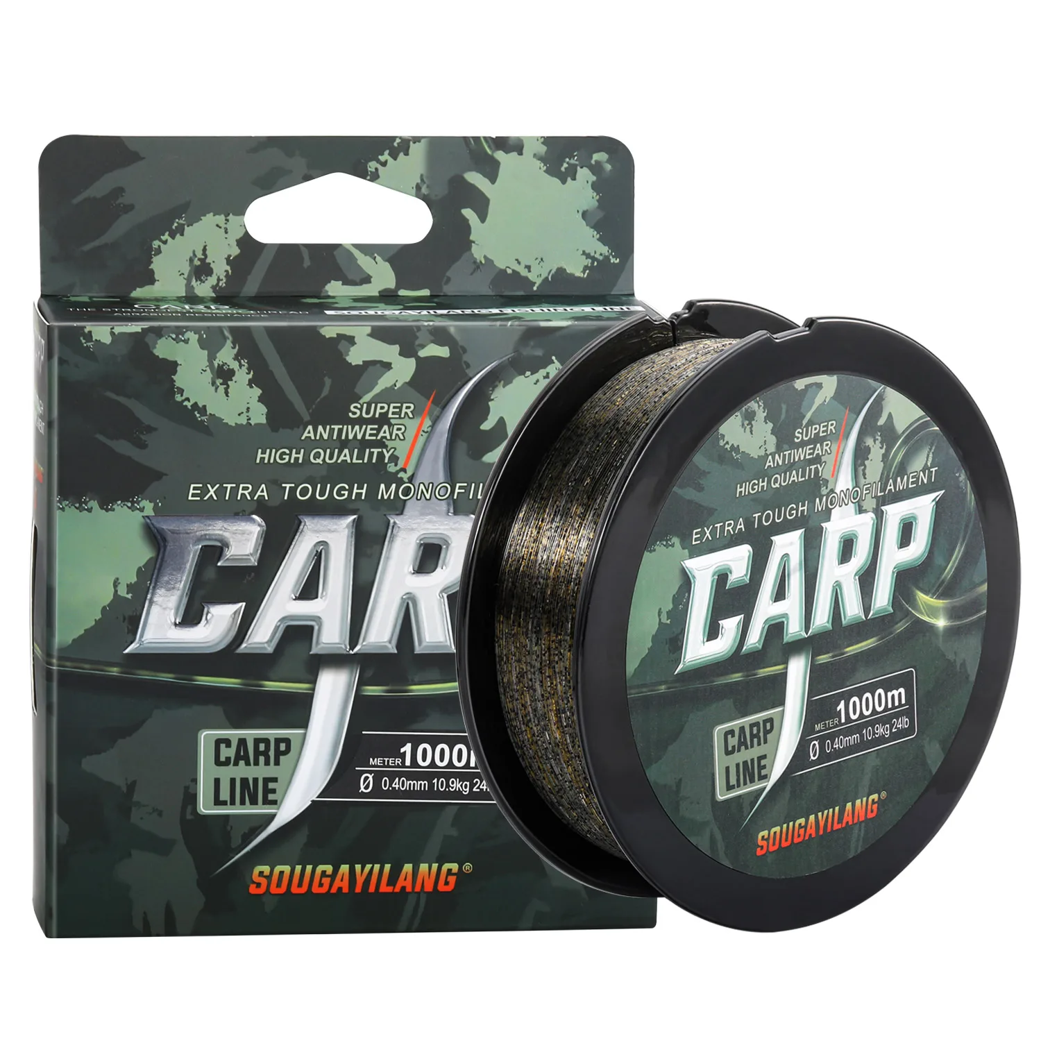 Sougayilang Carp Fishing Line 1000m Nylon Monofilament Line 14-24lb Max Drag Powerful Nylon Line for Carp Fishing