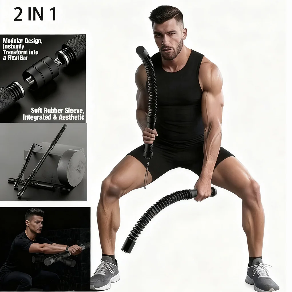 Connectable Power Twister Bar Ropeless Battle Rope Arm Strength Trainer Home Workout Fitness Equipment