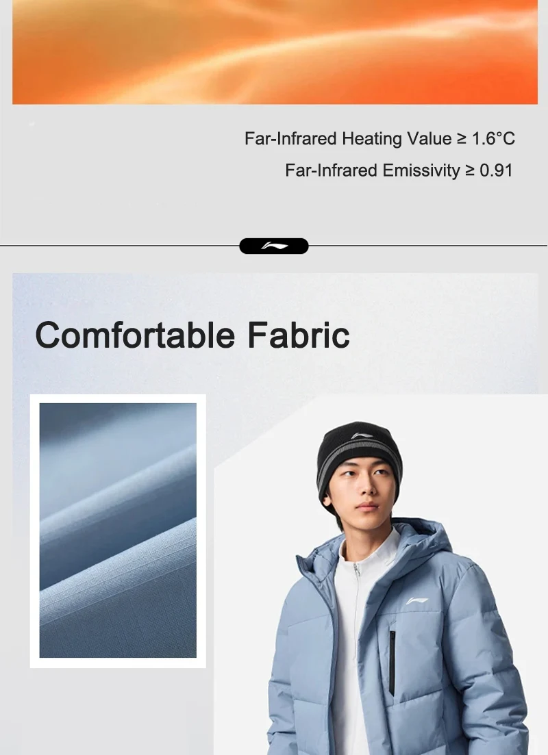 Li-Ning Men's Training Hooded Short Duwn Jacket LN FIR WARM LN WATER PROOF Reflective LiNing Fitness Sport Coats AYMV153