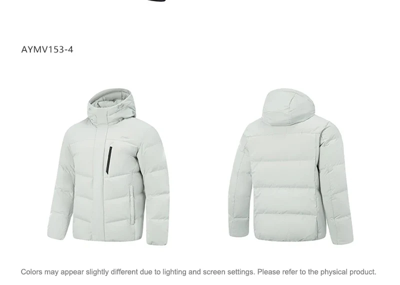 Li-Ning Men's Training Hooded Short Duwn Jacket LN FIR WARM LN WATER PROOF Reflective LiNing Fitness Sport Coats AYMV153