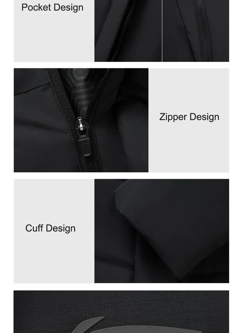 Li-Ning Men's Training Hooded Short Duwn Jacket LN FIR WARM LN WATER PROOF Reflective LiNing Fitness Sport Coats AYMV153