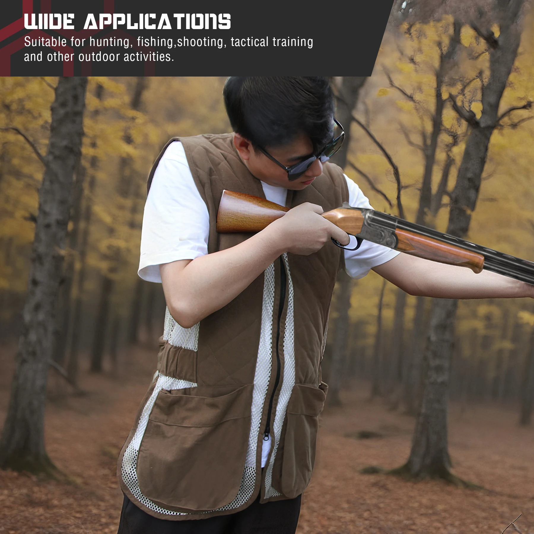 GUGULUZA Breathable Mesh Hunting Vests Multi-Pocket Tactical Vest Outdoor Shooting Training Jacket for Hunting Fishing Hiking