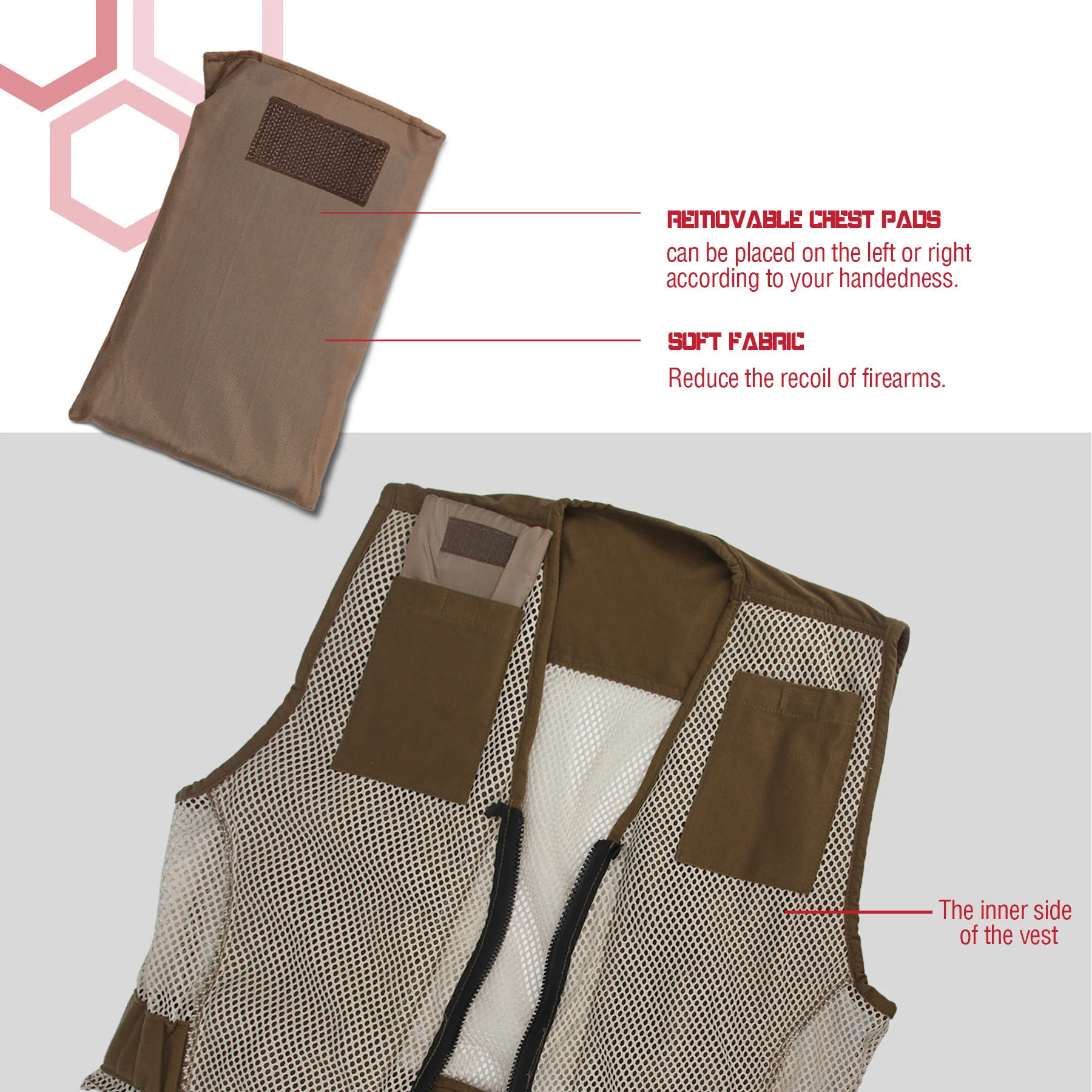 GUGULUZA Breathable Mesh Hunting Vests Multi-Pocket Tactical Vest Outdoor Shooting Training Jacket for Hunting Fishing Hiking