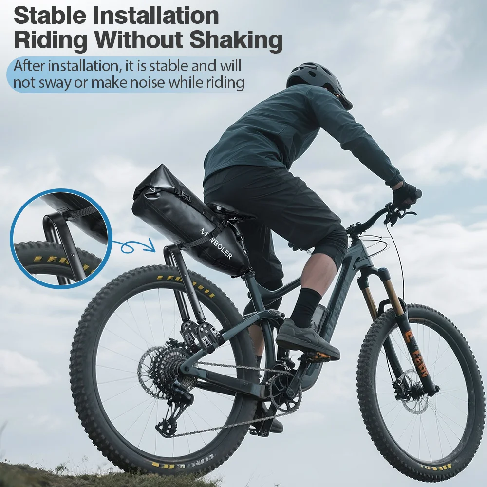 Gravel Bike Aluminum Alloy Bicycle Luggage Carrier Big 10L Capacity Waterproof Travel Bike Bag Bicycle Rear Seat Bag Bikepacking