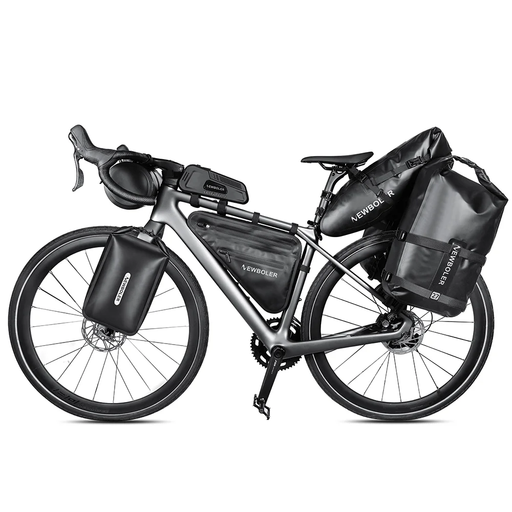 Gravel Bike Aluminum Alloy Bicycle Luggage Carrier Big 10L Capacity Waterproof Travel Bike Bag Bicycle Rear Seat Bag Bikepacking