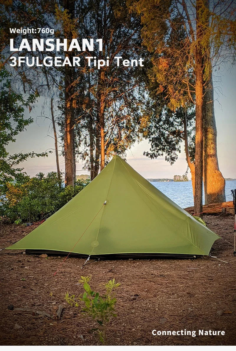 3F UL Gear 2026 Lanshan 1P Tent Outdoor Camping 15D SilNylon Tent Ultralight 760g Waterproof Poleless Tent Trekking Backpacking
