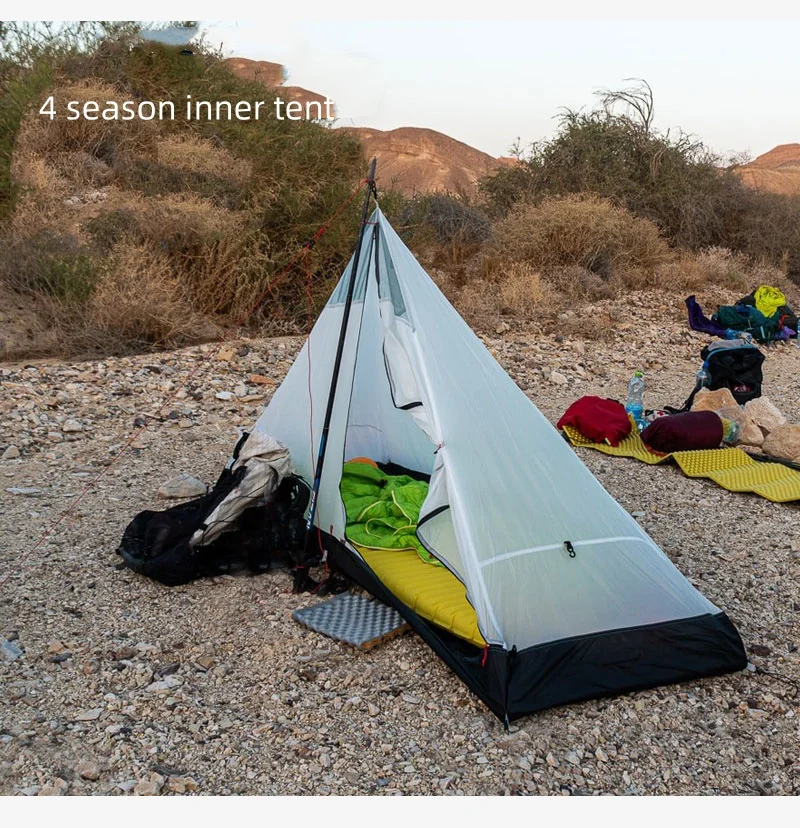 3F UL Gear 2026 Lanshan 1P Tent Outdoor Camping 15D SilNylon Tent Ultralight 760g Waterproof Poleless Tent Trekking Backpacking
