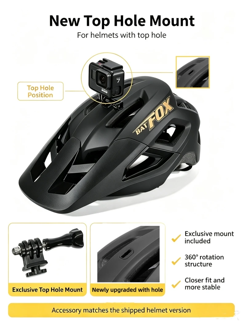 BATFOX Mountain Bike Helmet Can Install a Sports Camera Electric Cycling Gear Safety Cap for Men Women Bat Fox MTB Bicycle Helme