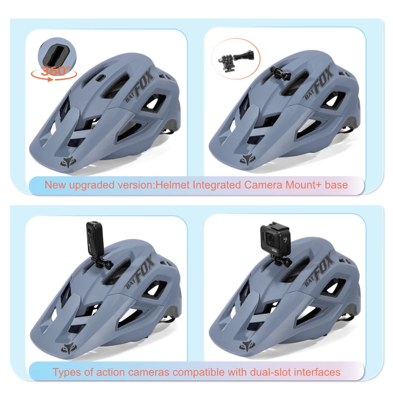 BATFOX Mountain Bike Helmet Can Install a Sports Camera Electric Cycling Gear Safety Cap for Men Women Bat Fox MTB Bicycle Helme