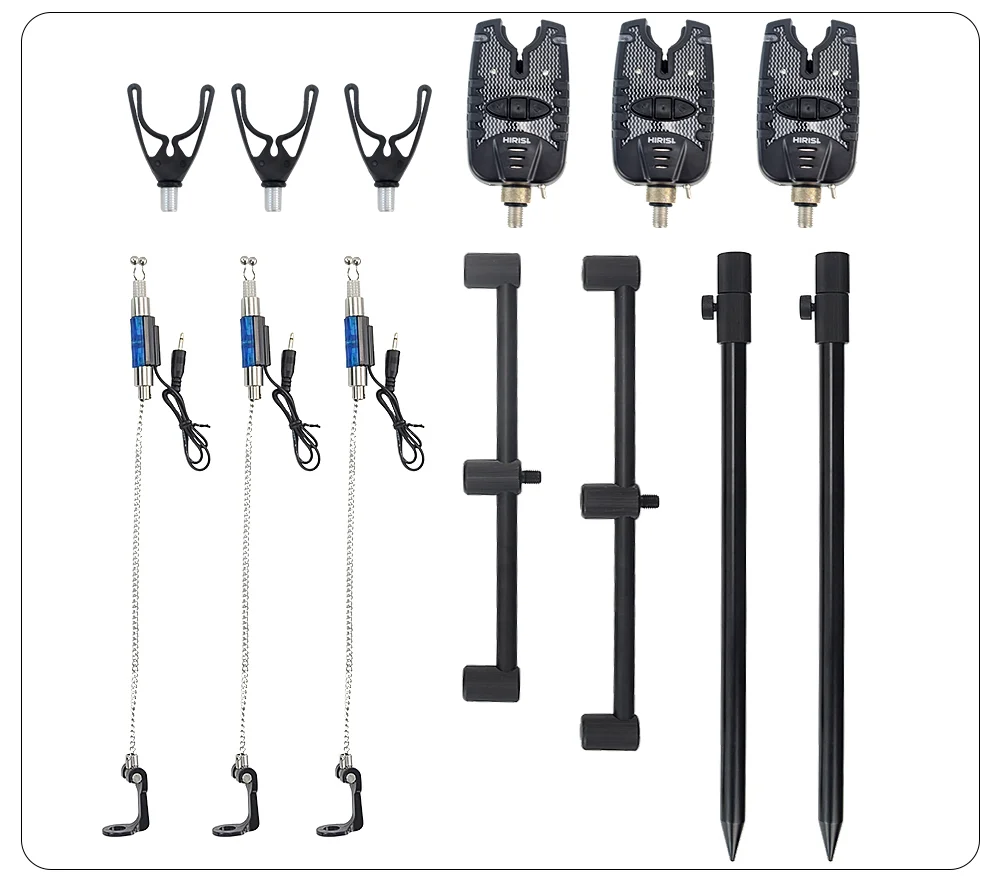 Hirisi Carp Fishing Bite Alarm Set And Swingers Fishing Rod Pod Holder Bank Stick Buzz Bar Carp fishing equipment