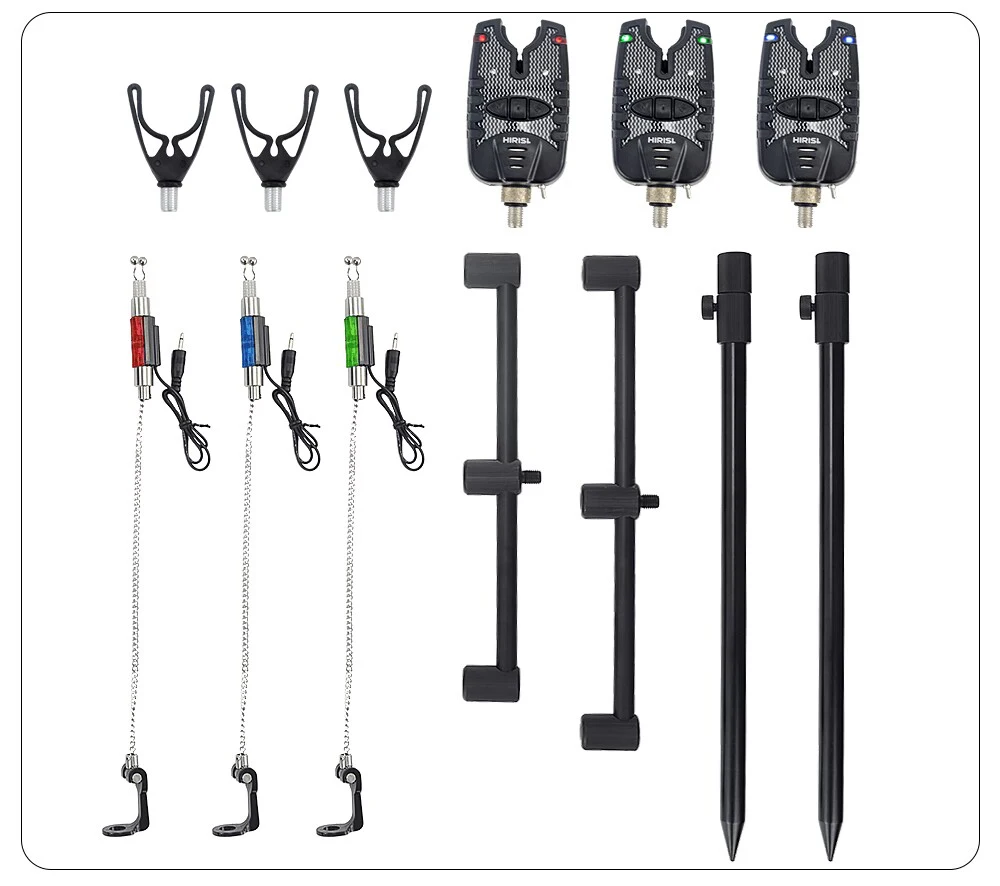Hirisi Carp Fishing Bite Alarm Set And Swingers Fishing Rod Pod Holder Bank Stick Buzz Bar Carp fishing equipment