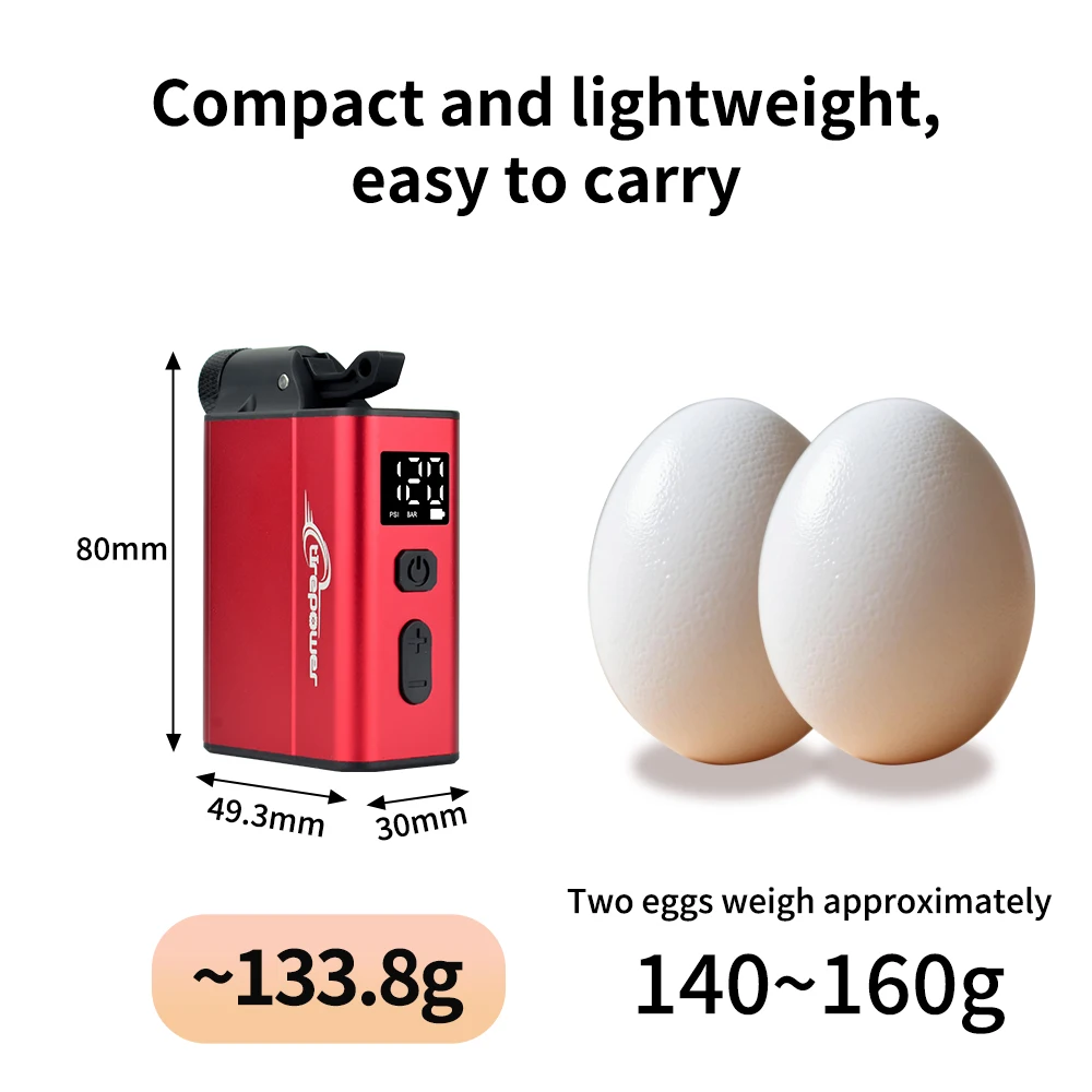 Electric Bike Air Pump Fast Inflation with Gauge 120PSI Tire Inflator Aluminum Alloy Pump with Presta & Schrader & Clik Valve