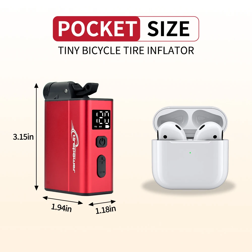 Electric Bike Air Pump Fast Inflation with Gauge 120PSI Tire Inflator Aluminum Alloy Pump with Presta & Schrader & Clik Valve