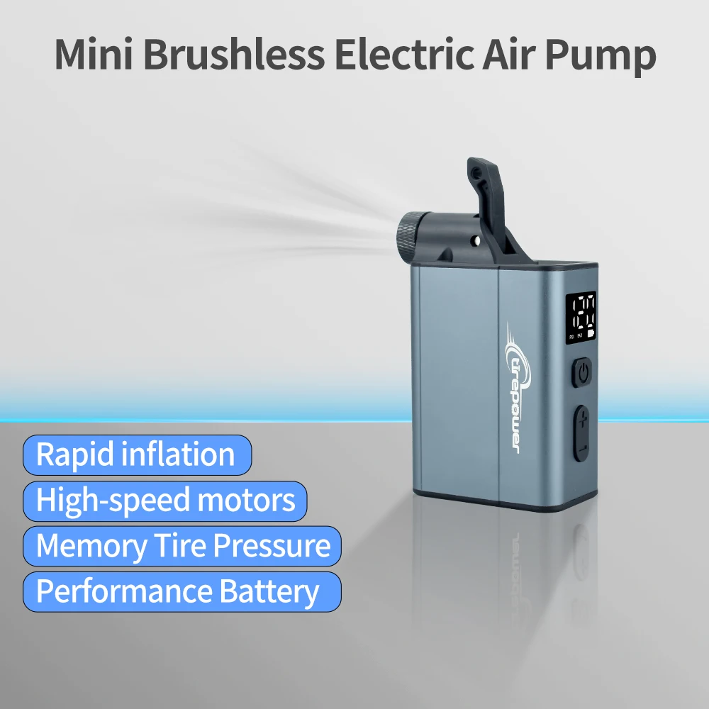 Electric Bike Air Pump Fast Inflation with Gauge 120PSI Tire Inflator Aluminum Alloy Pump with Presta & Schrader & Clik Valve