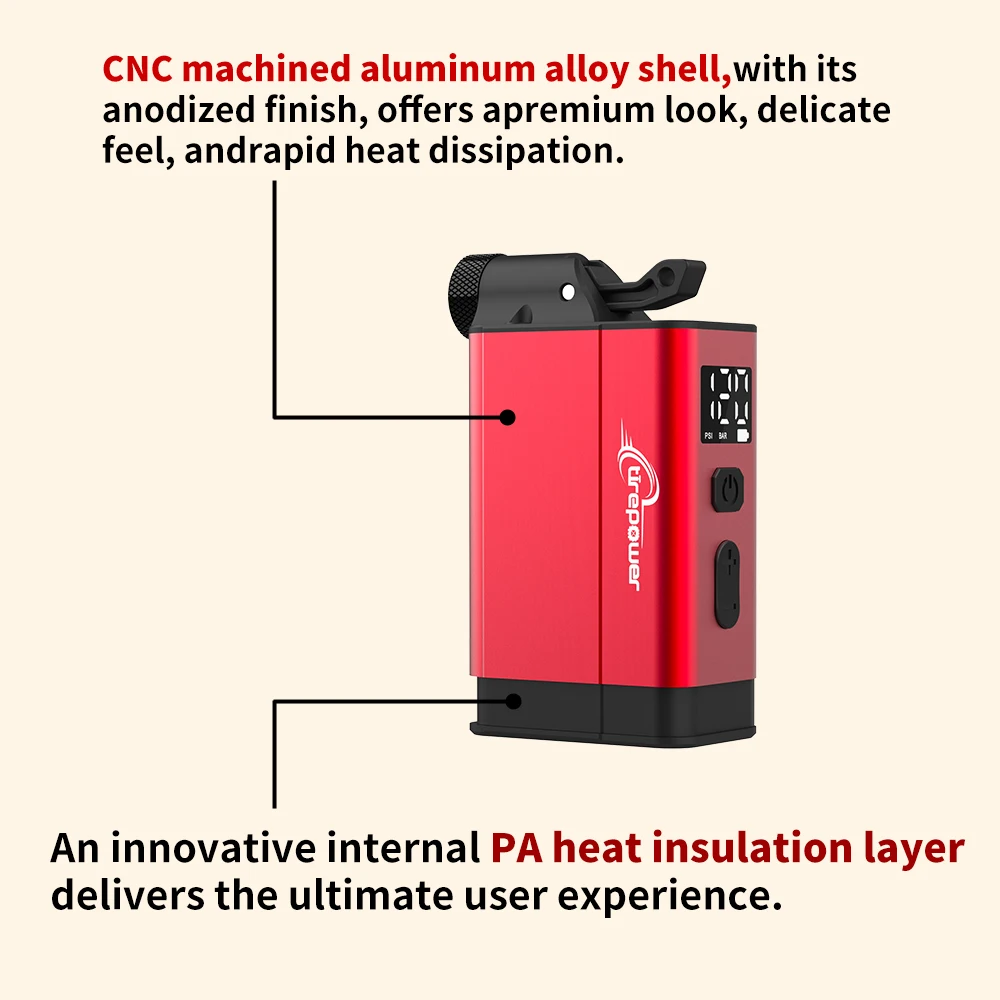 Electric Bike Air Pump Fast Inflation with Gauge 120PSI Tire Inflator Aluminum Alloy Pump with Presta & Schrader & Clik Valve