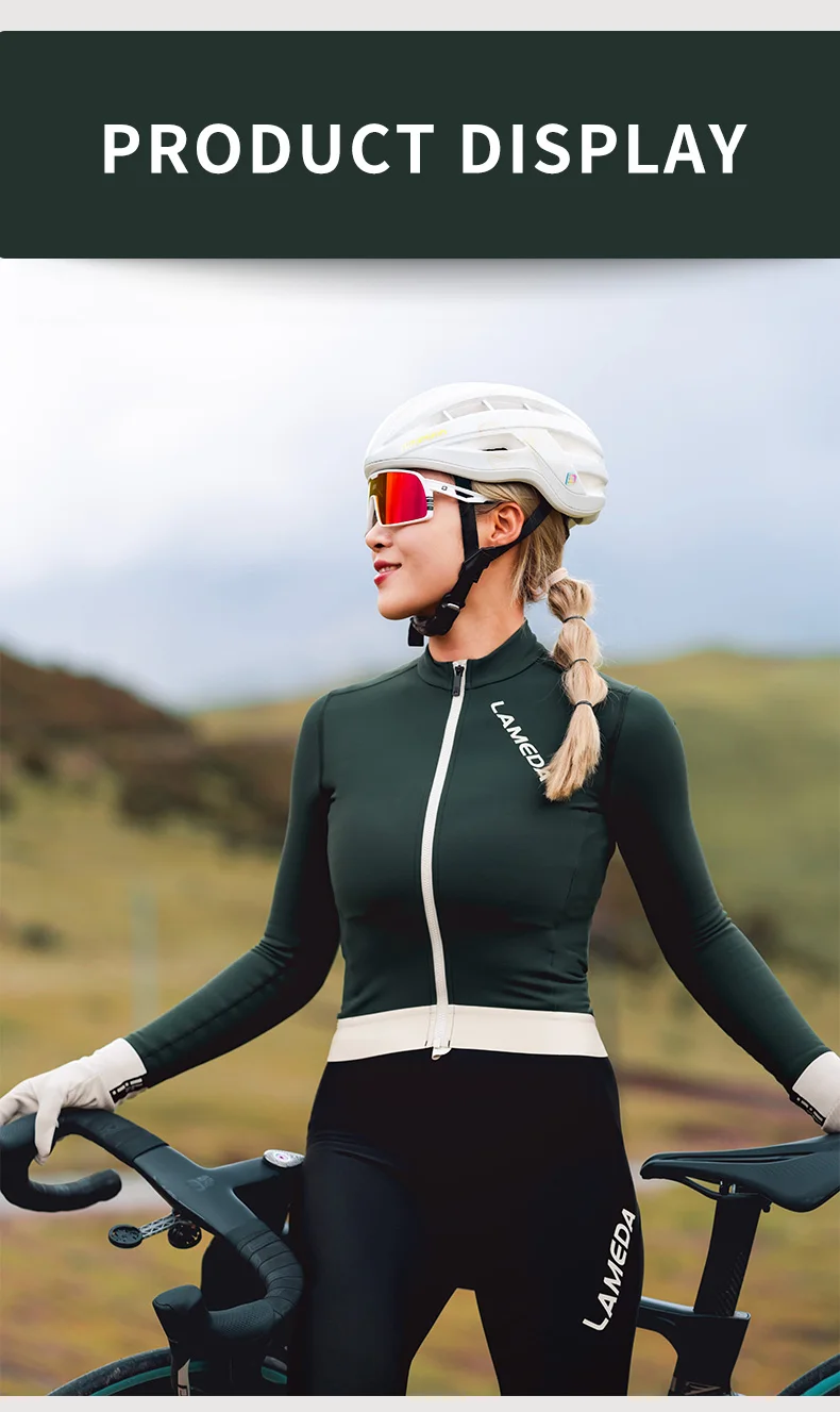 LAMEDA Professional Fleece Cycling Jersey for Women Thermal MTB Clothing Bicycle Jersey for Road Bike Riding in Autumn Winter