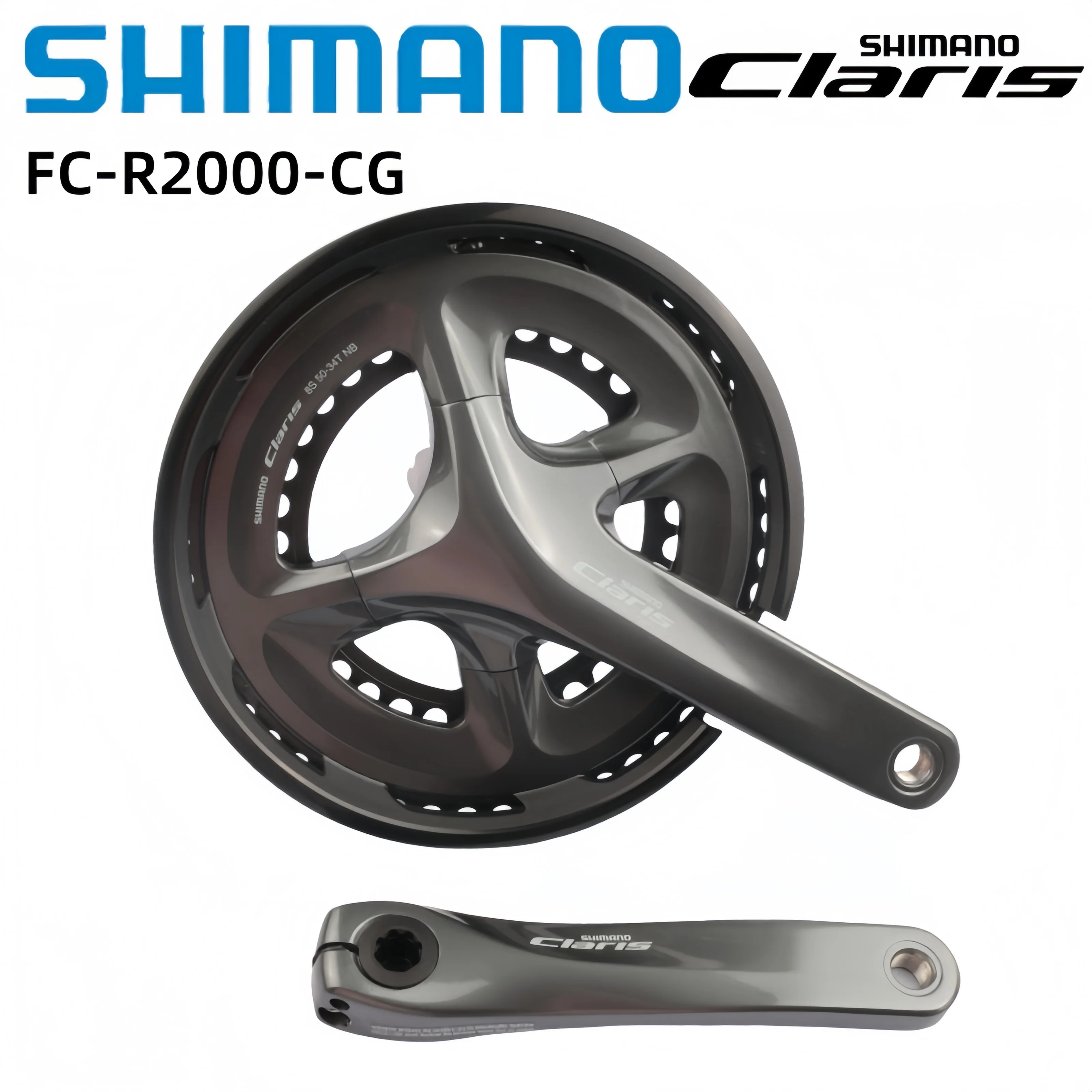 Shimano Claris Series FC-R2000-CG Crankset With Chain Guard Disc 2x8 Speed 170mm 50-34T For Road Bike Original Shimano