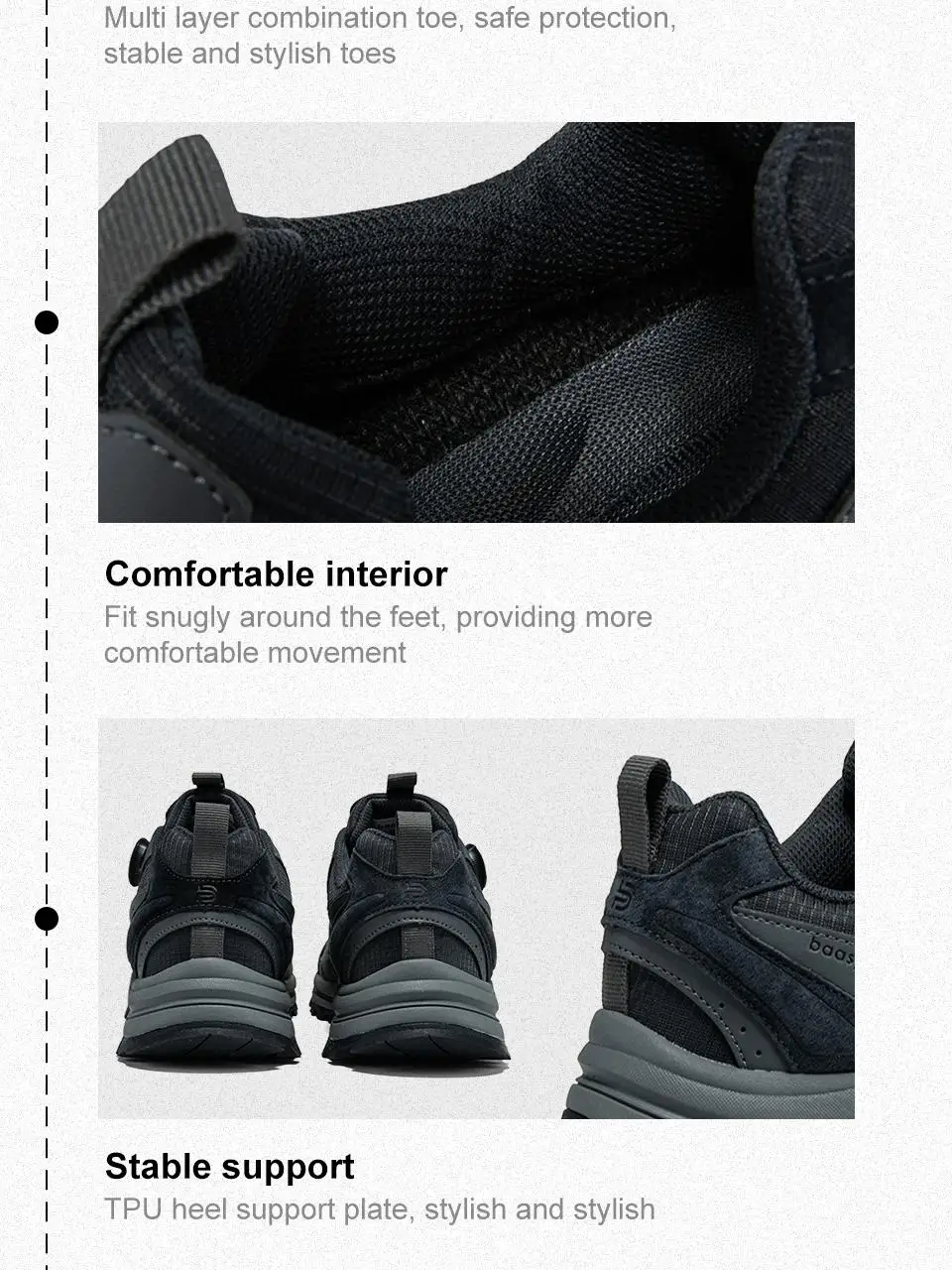 Baasploa Men Hiking Shoes Non-Slip Wear Resistant Outdoor Climbing Walking Shoes for Men Comfort Inner Cotton Outdoor Sneakers