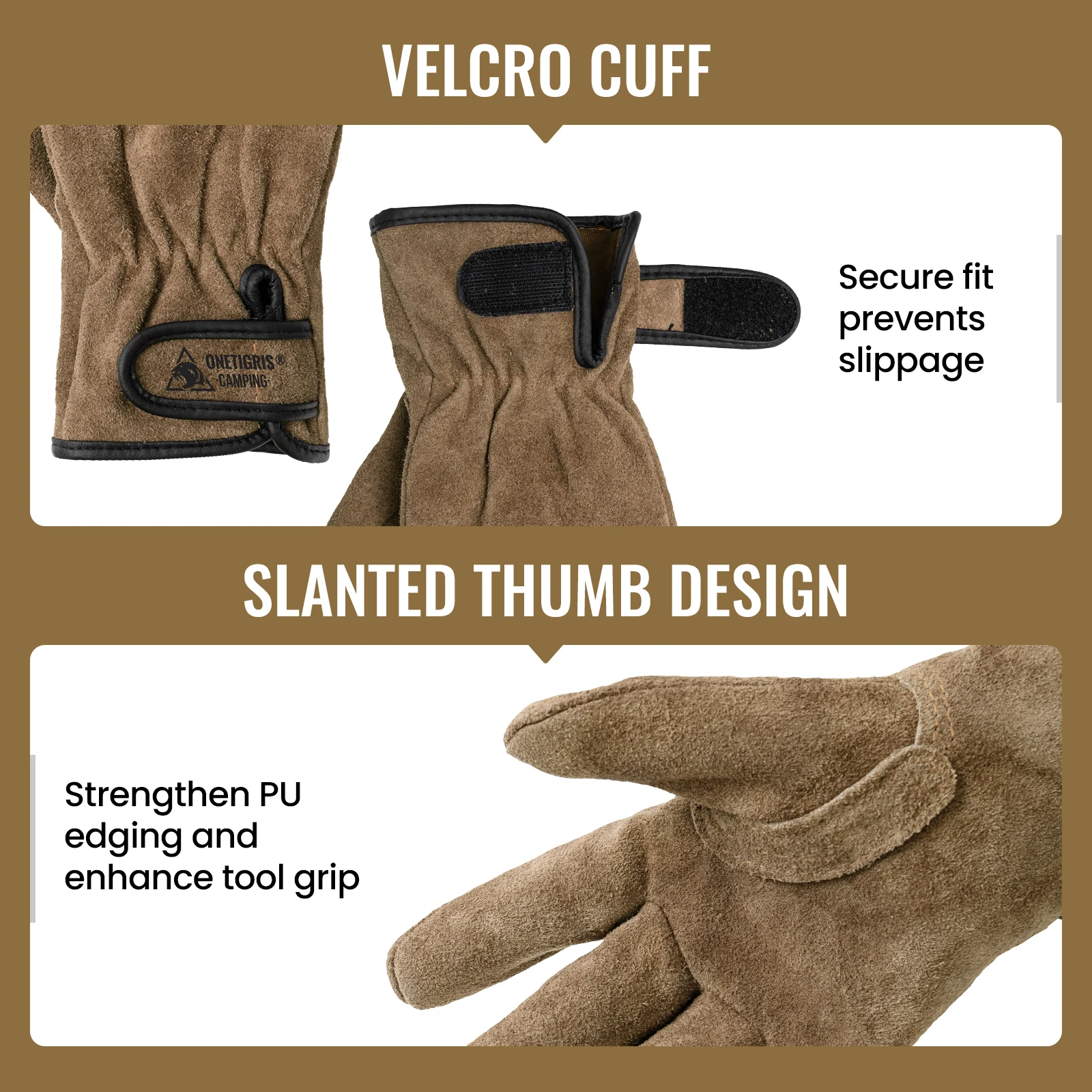 OneTigris Welding Gloves Fireproof Leather Work Gloves for Men/Women Forge BBQ Camping Wood Stove Heat-Insulating Cowhide