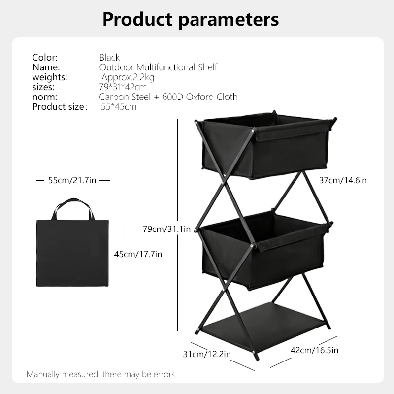 TARKA Camping New Storage Rack Three-Layer Shelf Folding Storage Rack For Outdoor Barbecue Storage Rack Multifunctional Shelf