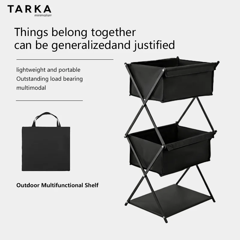 TARKA Camping New Storage Rack Three-Layer Shelf Folding Storage Rack For Outdoor Barbecue Storage Rack Multifunctional Shelf