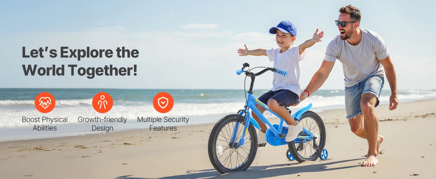 SucceBuy 14/16/18in Kids Bike BMX Style Children Bicycle with Training Wheels Toddler Bike for Boys & Girls Learning to Ride