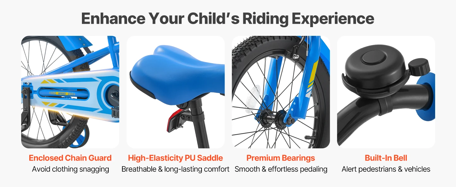 SucceBuy 14/16/18in Kids Bike BMX Style Children Bicycle with Training Wheels Toddler Bike for Boys & Girls Learning to Ride