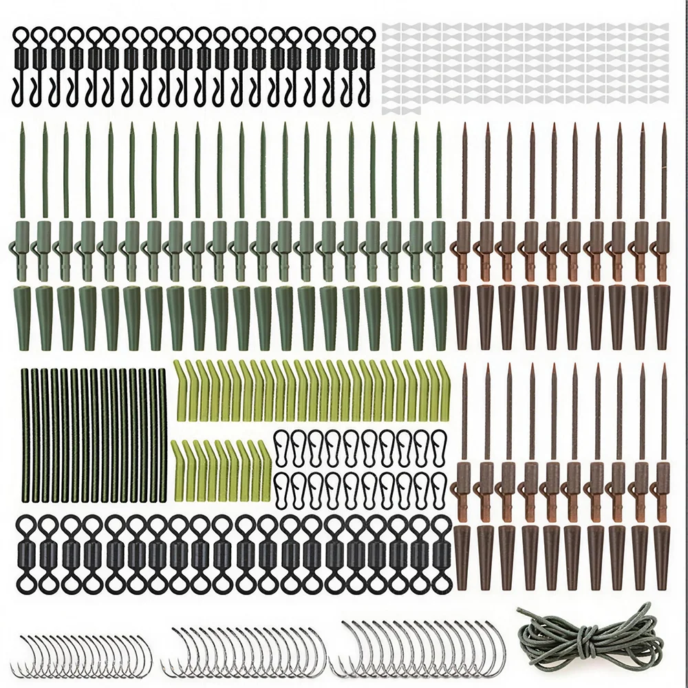 Hirisi 326Pcs Carp Fishing Tackle Kit Complete Hair Rig Accessories with Carp Hooks Quick Change Swivels Terminal Tackle XP400