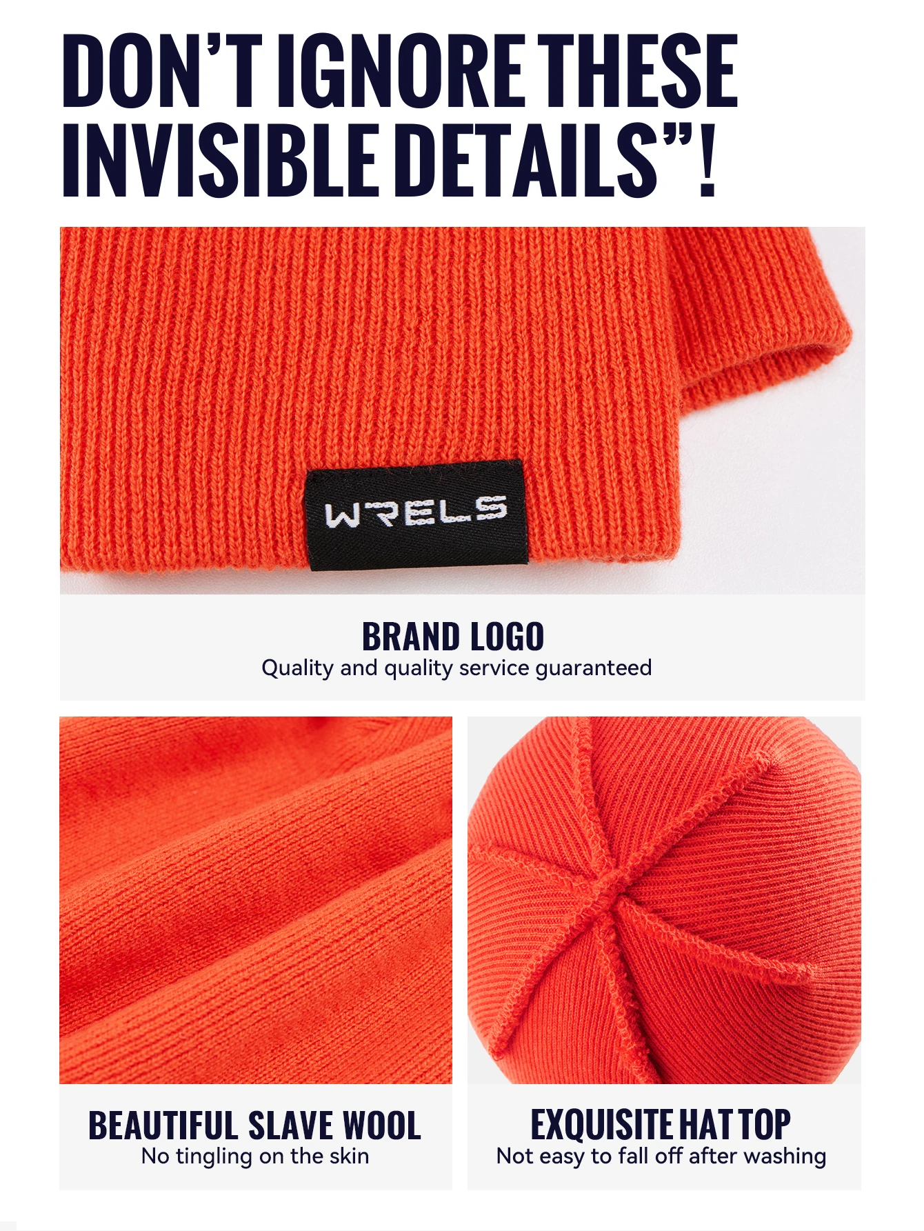 WRELS Merino Wool Beanie for Men Women Soft Fisherman Beanie Warm Knitted Winter Hat Watch Cap Skullie for Cold Weather