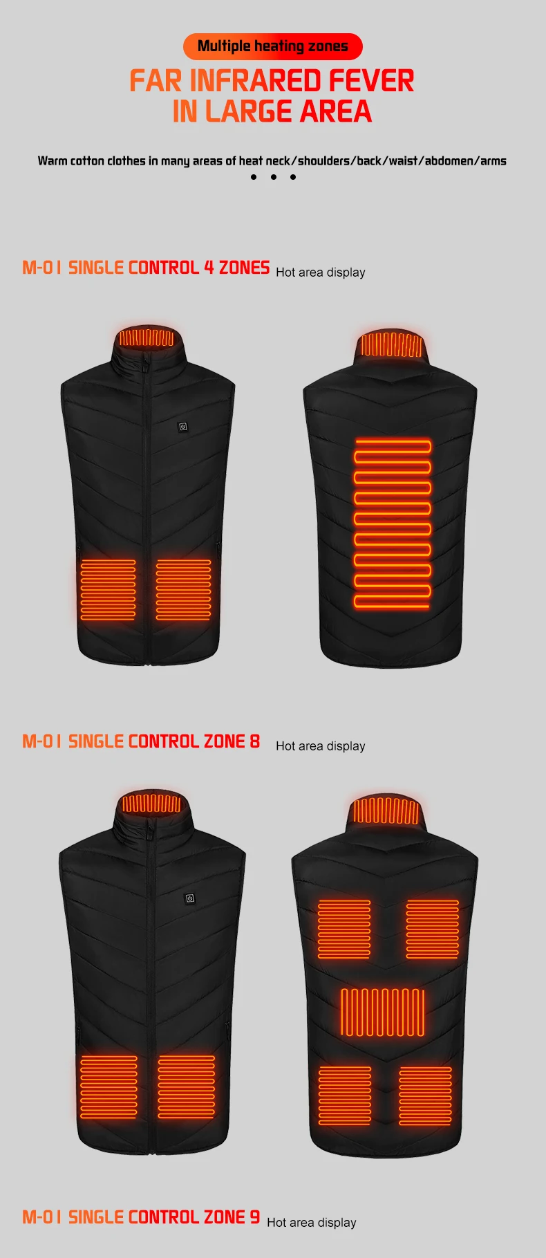 26 Areas Men's Heated Vest Jacket Heated Winter Women's Heated Jacket Thermal Vest Warmer Outdoor Sports Camping Hiking Jacket