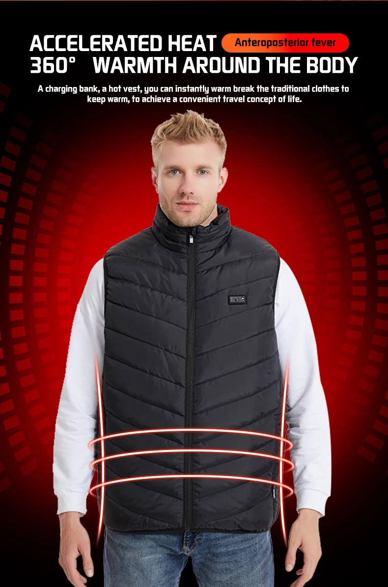 26 Areas Men's Heated Vest Jacket Heated Winter Women's Heated Jacket Thermal Vest Warmer Outdoor Sports Camping Hiking Jacket