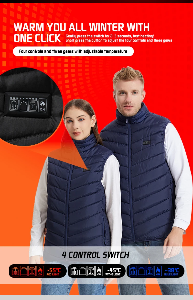 26 Areas Men's Heated Vest Jacket Heated Winter Women's Heated Jacket Thermal Vest Warmer Outdoor Sports Camping Hiking Jacket