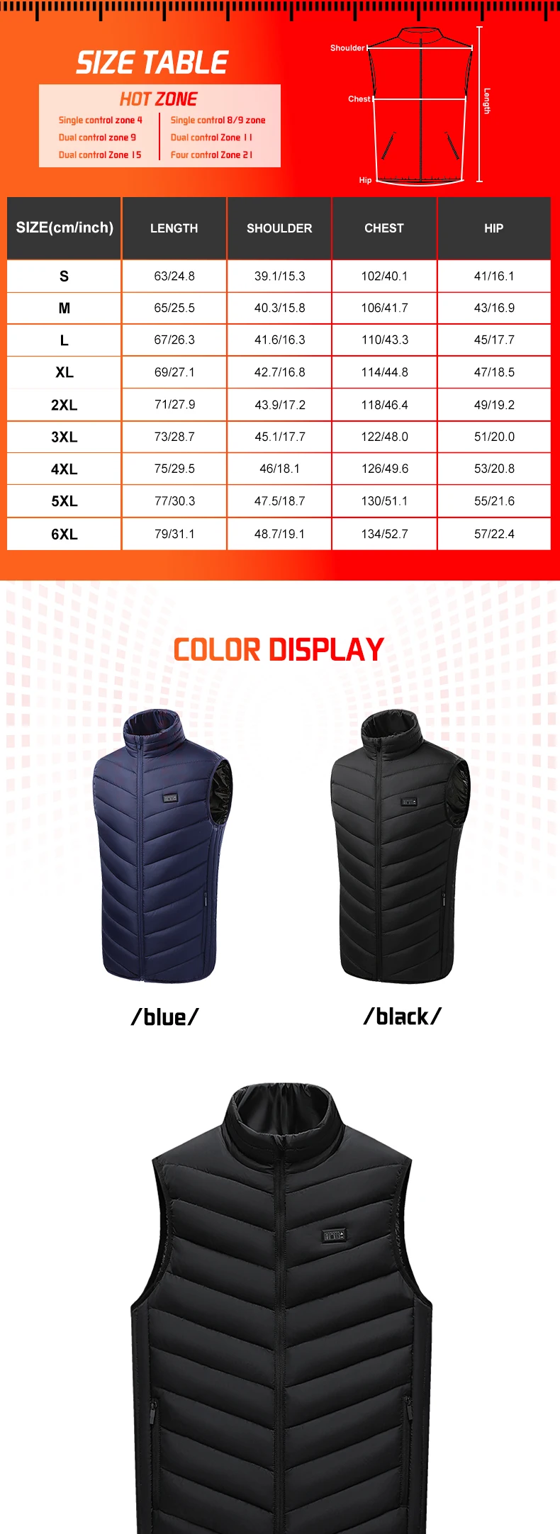 26 Areas Men's Heated Vest Jacket Heated Winter Women's Heated Jacket Thermal Vest Warmer Outdoor Sports Camping Hiking Jacket